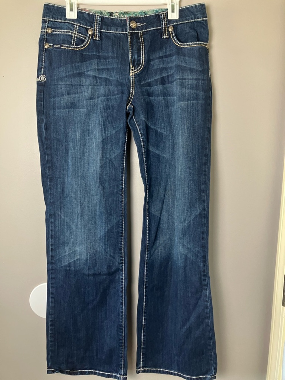 Adiktd Embellished Bootcut Jeans Size 12 Dark Wash Stretch Denim Y2K Western G